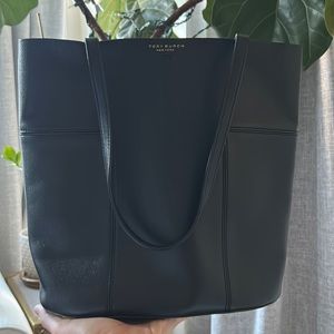 Tory Burch black leather bucket bag gently used